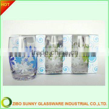 Drinking glass cup with flower decal