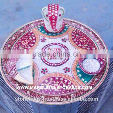 Marble Plate With Golden Painting