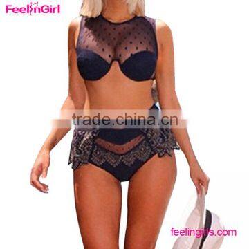 Accept OEM Latest Fashion Black Lace Japanese Teen Girl Bikini