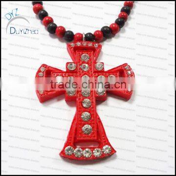 Hot!High quality black Cross wood pendant necklace