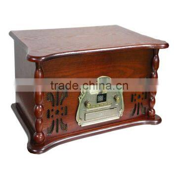 Portable Wooden Turntable Recordable Music Center USB SD MP3 Vinyl Player photo-2