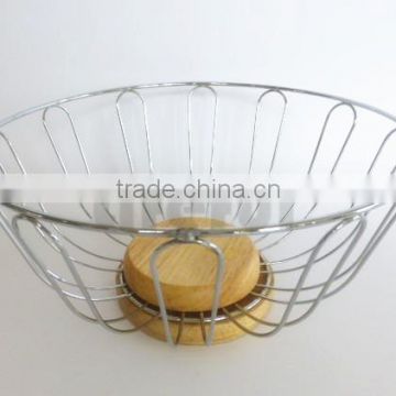 Fruit Bowl for Kitchen Countertops - Bamboo Base