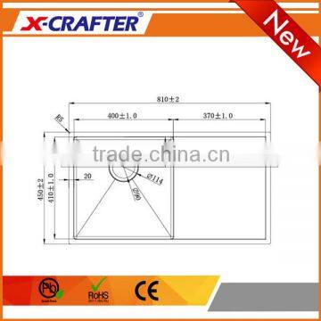 Wholesale 2 Holes Without Water Tap Stainless Steel Rectangular Single Bowl Undermount Kitchen Sink photo-2