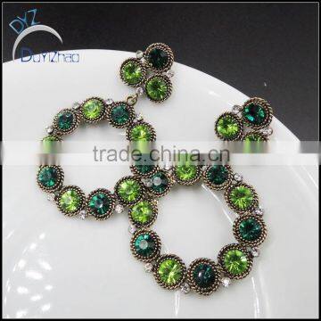top design blue rhinestone big round earrings