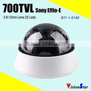 Cheap small 700tvl sony effio-e 960h ccd CVBS output analog 2.8-12mm dome cctv camera