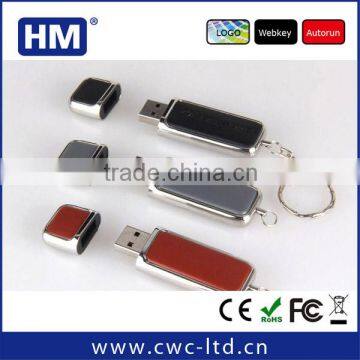 OEM leather usb stick with steel edge pendrive