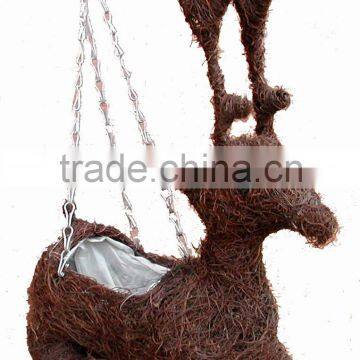 Rattan Reindeer Hanging Planter