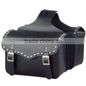 Waterproof Black Leather Motorcycle Saddle Bag