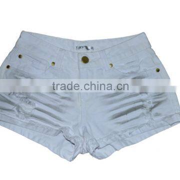 Female fashion style white shorts,ladis summer Korean cold wash raw hem shorts,girls shorts wholesale manufacturer