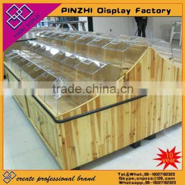 Hot selling good price rice or fruit wooden showcase or vegetable and fruit shelf