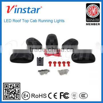 Factory directly sell 5pcs Amber LED Cab Roof Top Marker Running Lights For Truck SUV 4x4 (Black Smoked Lens Lamps)