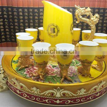 Hot sale 12 zodiac yellow ceramic wine cups ,Tea cup