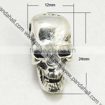 Tibetan Style Skull Beads, Halloween, Big Hole Beads, 4 mm Hole(TIBE-AD21014-AS-FF)