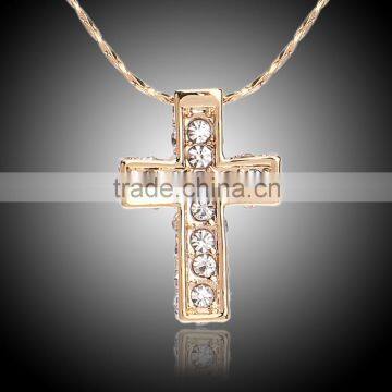 Simple 18kgp gold plated chain cross necklace