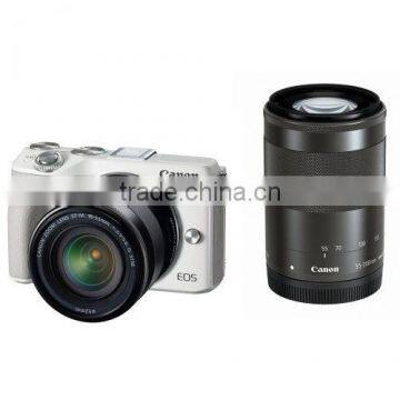 Canon EOS M3 with EF-M 18-55mm and 55-200mm Camera Kit - White DGS Dropship