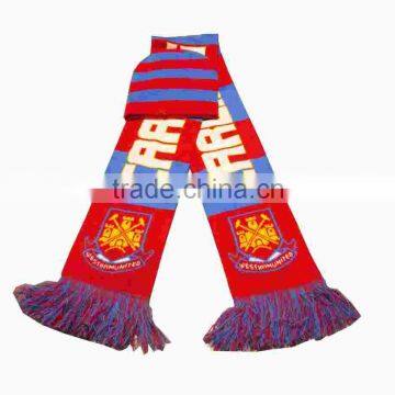 bob trading china supplier football fans Knitting scarf comfortable fringe knitting scarf