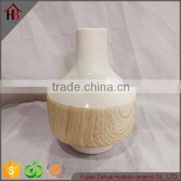 ceramic glaze wooden finish vase flower