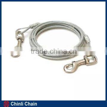 Dog Steel Wire Rope Chain Leash,Plastic coated,galvanized steel aircraft cable,Iron snap on both ends