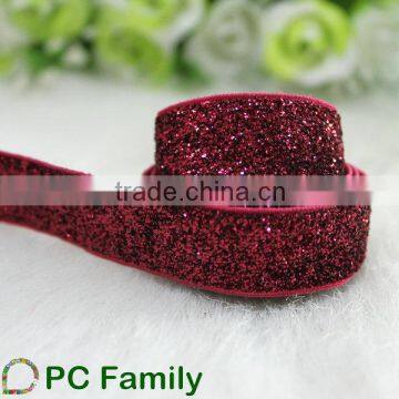 Hot sale 5/8 Red Elastic metallic velvet ribbon