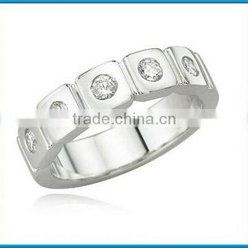 Newest 14k white gold diamond soft square shapes wedding ring