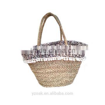 Leopard print tassels white ball fashion shopping bag/beach bag