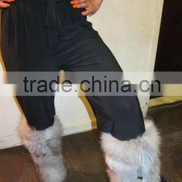 Sexy Ladies Fox Fur Leg Warmers High Knee Fur Socks Fur Boot Sleeves photo-3