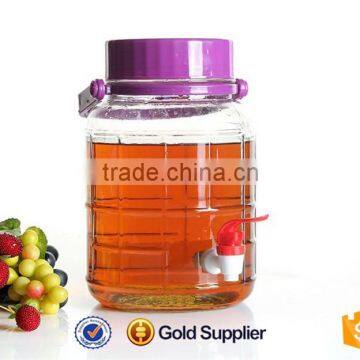 High quality glass plum wine jar with tap