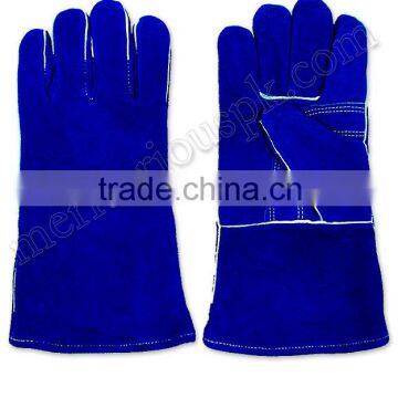 Blue Leather Welding Gloves