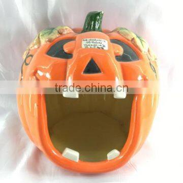 2016 Halloween ceramic pumkin candy bowl