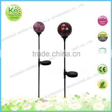 Color glass ball LED light solar garden stake