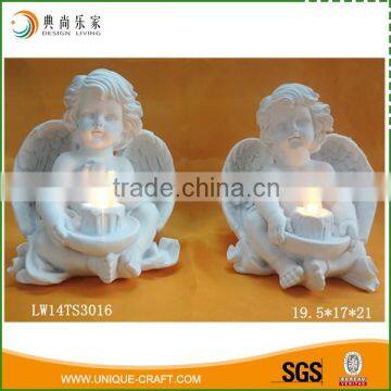 White Polyresin Small Angel Figurines With LED Light