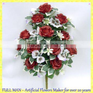 H45cm Rose/Pansy Frontal Artificial Funeral Flowers Arrangement