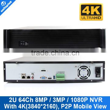 Video Recorder Support 64CH 8.0MP/5MP/3MP/1080P IP Camera Recorder 2U 64CH 4K NVR