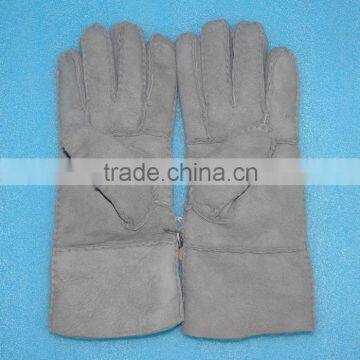 Hand made leather mitten fur skin double face fur /leather gloves,KZ140034