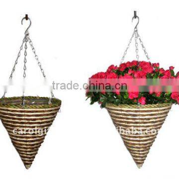 Banana leaf and Corn rope Cone hanging planter - Banana leaf hanging basket - Banana leaf and Corn rope hanging flower pot