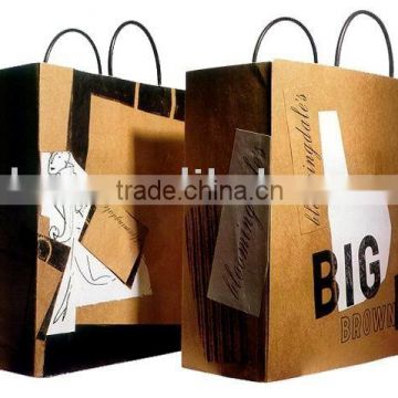 grey kraft paper hand bag with handle