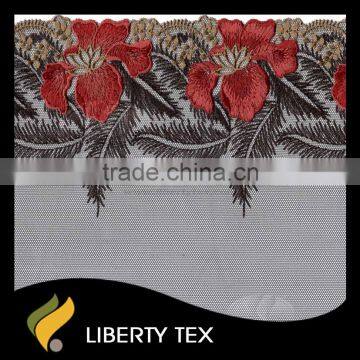 High Quality Frensh Orange Polyester Embroidery Lace Fabric