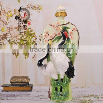 2016 Hot sales goods quality classical Jingdezhen product Crane colorful wine bottle