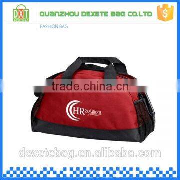 OEM service costmized logos red black adjustable single strap travel duffle bag