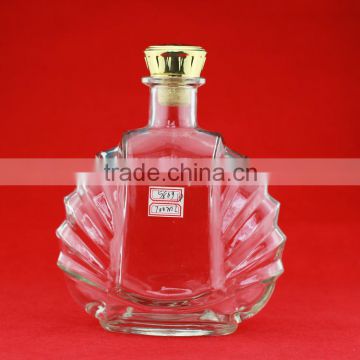 Big capacity brandy engarved bottles frosted liquor bottle oblate bottle 750ml