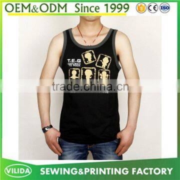 Custom high quality men's breathable singlet loose printed tank top