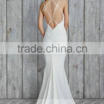 LC14 Sweetheart Sexy Open Back Beach Wedding Dresses Sleeveless Mermaid Vestido De Festa Curto photo-2