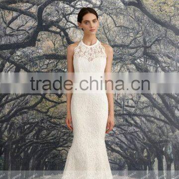 LC3 New Arrival Sexy Backless Lace Wedding Dress 2015 High Neck Mermaid Floor Length Vestidos De Casamentos Noivas