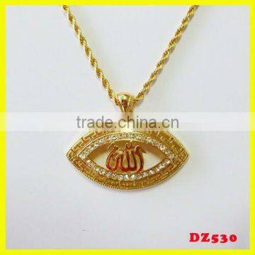 22K gold Allah pendant chunky chain necklace new design alphabet pendant