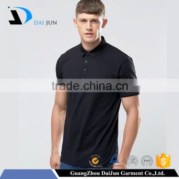 Guangzhou Mens' black custom logo short sleeve polo neck dri fit polyester microfiber polo shirt