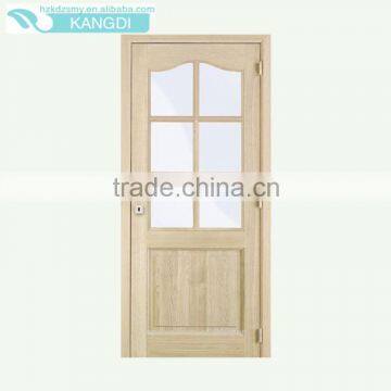 Unfinished interior oak veneered arched top composite wooden french door