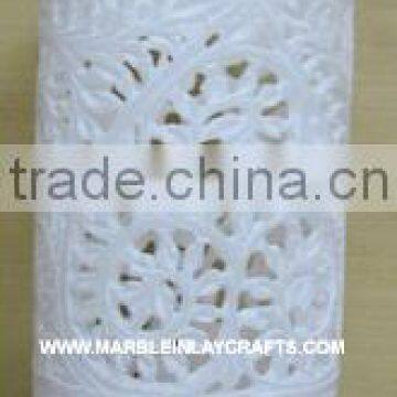 White Stone Carving Flower Planter, Soapstone Flower Vase