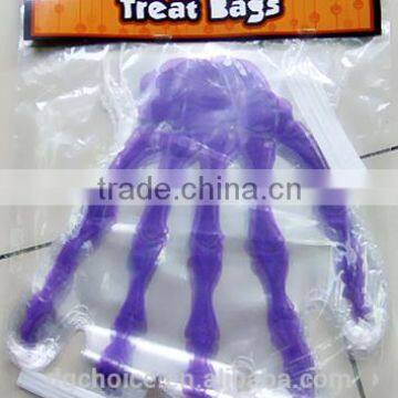 Different color halloween plastic finger shape irregular treat bags