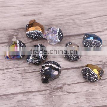 Titanium Quartz Connector Beads, Pave Crystal Jewelry Skull Beads For Jewelry Making