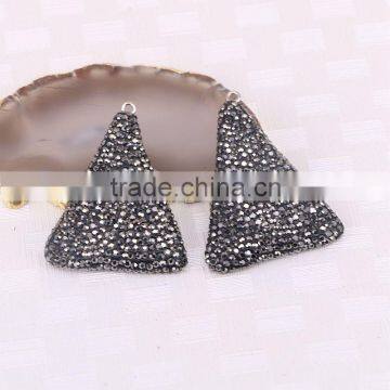 Triangle shape Pave Crystal Pendant Rhinestone Druzy Jewelry, Gem stone Charms Pendant For Women